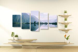 5-dielny obraz maľovaná scenéria horského jazera