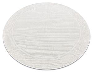 Koberec kruh TIMO 5979c SIZAL exteriérový, biely s rámom