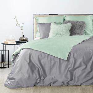 Dvojfarebné kvalitné posteľné obliečky z bavlneného saténu sivo mentolové Sivá
