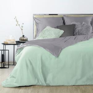 Dvojfarebné kvalitné posteľné obliečky z bavlneného saténu sivo mentolové Sivá