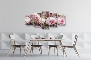 5-dielny obraz slávnostná kvetinová kompozícia ruží