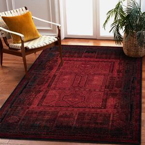 Vlnený koberec OMEGA Nakbar Orientálny vzor, rubínovo - červený