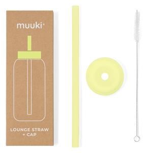 Silikónová slamka s čistiacou kefkou/s viečkom Sunny Lemonade – Muuki