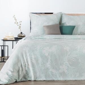 Pastelovo zelené bavlnené posteľné obliečky s motívom kvetov Zelená