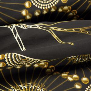 Luxusné čierne bavlnené posteľné obliečky so zlatým abstraktným vzorom Čierna