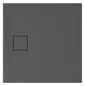 Cersanit Tako Slim, štvorcová sprchová vanička 80x80x4 cm + šedý sifón, šedá matná, S932-161