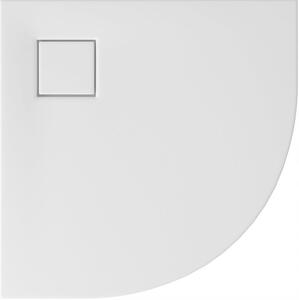 Cersanit Tako Slim, štvrťkruhová sprchová vanička 90x90x4 cm + biely sifón, biela matná, S932-156