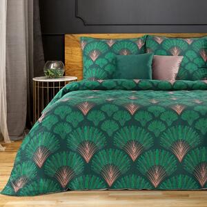Zeleno ružové ornamentálne posteľné obliečky bavlnený satén Zelená