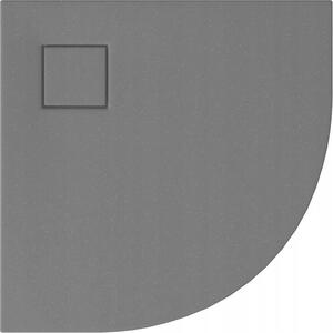 Cersanit Tako Slim, štvrťkruhová sprchová vanička 80x80x4 cm + šedý sifón, šedá matná, S932-159