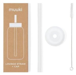 Silikónová slamka s čistiacou kefkou/s viečkom Clear – Muuki