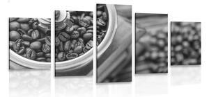 5-dielny obraz vintage mlynček na kávu v čiernobielom prevedení