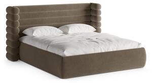 Taupe čalúnená dvojlôžková posteľ s úložným priestorom s roštom 160x200 cm Mount – Micadoni