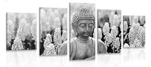 5-dielny obraz jin a jang Budha v čiernobielom prevedení