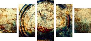 5-dielny obraz starožitné hodiny