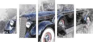 5-dielny obraz historické retro auto