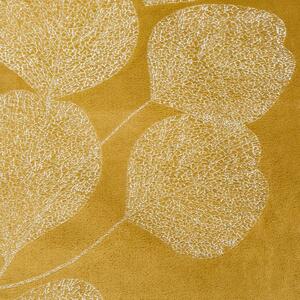 Medovo žltá teplá deka so zlatým vzorom lístia 150 x 200 cm Žltá