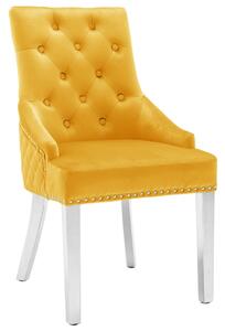 Jedálenská stolička žltá zamatová
