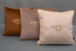Tyrkysová obliečka na vankúš so zlatým vzorom včely 45 x 45 cm Tyrkysová