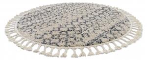 Okrúhly koberec BERBER AGADIR GO522, krémovo - sivý, strapce, Maroko, Shaggy