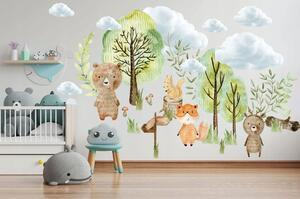 Originálna a kvalitná detská nálepka na stenu lesné zvieratká 60 x 120 cm