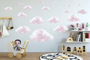 Milá detská nálepka na stenu ružové mraky