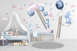 Dekoračná detská nálepka do detskej izby zajačiky na oblohe 100 x 200 cm