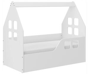 Kvalitná detská posteľ 140 x 70 cm bielej farby v tvare domčeka Biela