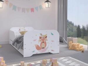 Brilantná detská posteľ 140 x 70 cm s rozkošnou líškou Biela