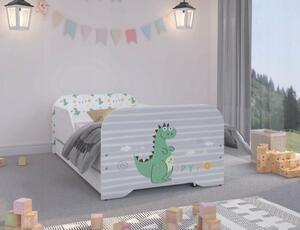 Rozprávkovo krásna detská posteľ 140 x 70 cm s dráčikom Biela