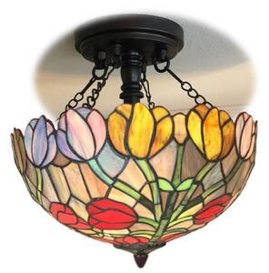 Luster stropnica Tiffany vitráž na retiazkach TULIP Ø40