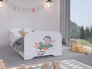 Moderná detská posteľ pre malých pilotov 140 x 70 cm Biela