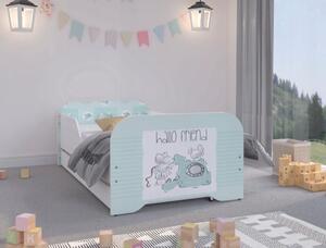 Úchvatná mentolová detská posteľ s myšičkami 140 x 70 cm Biela