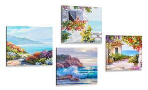 Set obrazov morská krajina v imitácii maľby