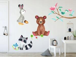 Rozkošná nálepka na stenu posed lesných zvieratiek 60 x 120 cm