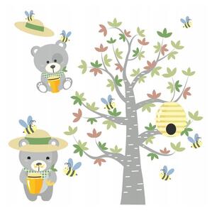 Kvalitná detská nálepka na stenu medvede a včely