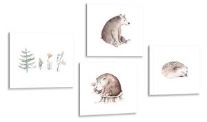 Set obrazov lesné zvieratká v minimalistickom štýle