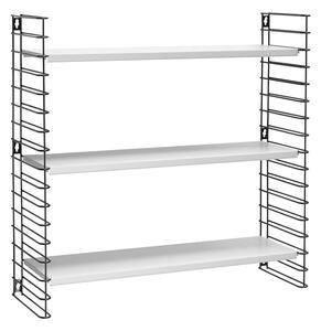 Čierny trojposchodový regál s bielymi policami Metaltex Libro, šírka 70 cm