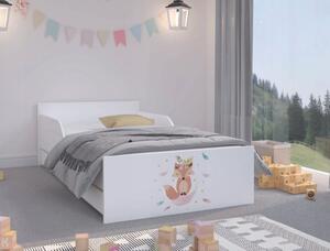 Očarujúca detská posteľ 160 x 80 cm s rozkošnou líškou Biela