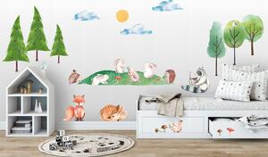 Roztomilá detská nálepka na stenu so zvieratkami v prírode XXL