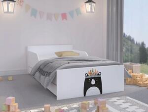 Kvalitne spracovaná detská posteľ s medveďom 160 x 80 cm Biela