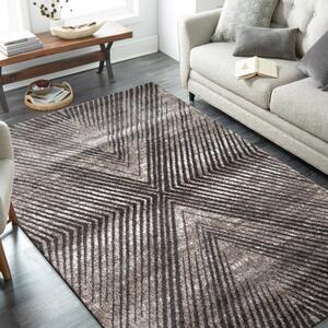 Moderný koberec so zaujímavým geometrickým vzorom opakujúcich sa diagonálnych čiar Hnedá Šírka: 200 cm | Dĺžka: 290 cm