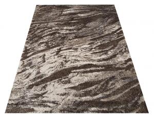 Moderný koberec do obývačky s vlnitým vzorom hnedej farby Šírka: 60 cm | Dĺžka: 100 cm