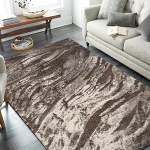 Moderný koberec do obývačky s vlnitým vzorom hnedej farby Šírka: 60 cm | Dĺžka: 100 cm