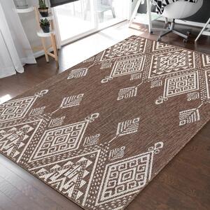 Luxusný hnedý koberec s bielym vzorovaním Šírka: 80 cm | Dĺžka: 150 cm