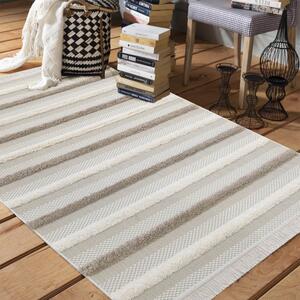 Béžový škandinávsky koberec s pruhovaný motívom Šírka: 160 cm | Dĺžka: 230 cm