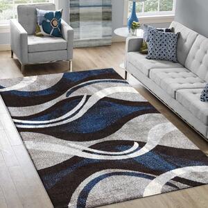 Originálny koberec s abstraktným vzorom v modrošedej farbe Modrá Šírka: 160 cm | Dĺžka: 220 cm