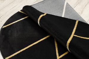 Koberec okrúhly EMERALD exkluzív 1012 glamour, mramor, geometrický čierno / zlatý