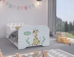 Okúzľujúca detská posteľ so žirafou 160 x 80 cm Biela