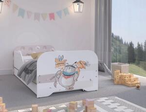 Rozprávkovo krásna detská posteľ 160 x 80 cm traja priatelia Biela