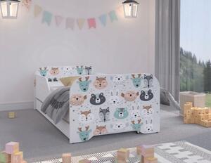 Brilantná detská posteľ s lesnými zvieretkami 160 x 80 cm Biela